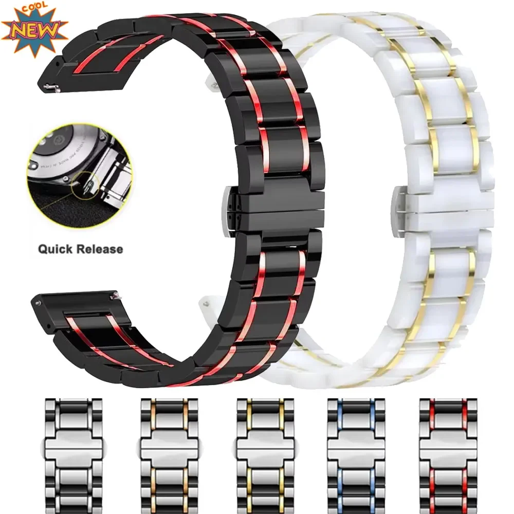 

Металлический+керамический ремешок 22 мм 20 мм для Garmin Forerunner 965 265 165, спортивный браслет для Garmin Venu 3-2/Vivoactive 6-5-4