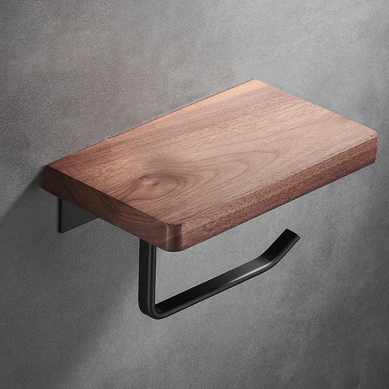 حامل ورق المرحاض الخشبي الحمام جدار جبل WC ورقة حامل هاتف الرف تخزين منشفة لفة الرف الملحقات