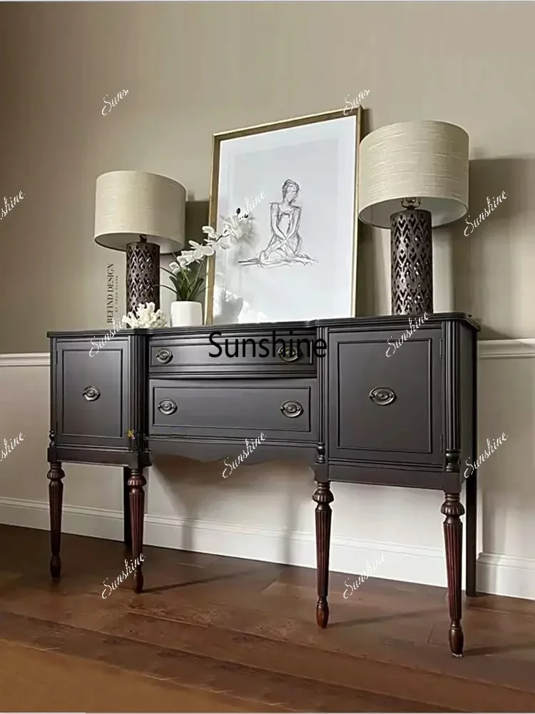 American solid wood retro home entrance cabinet, living room decoration cabinet