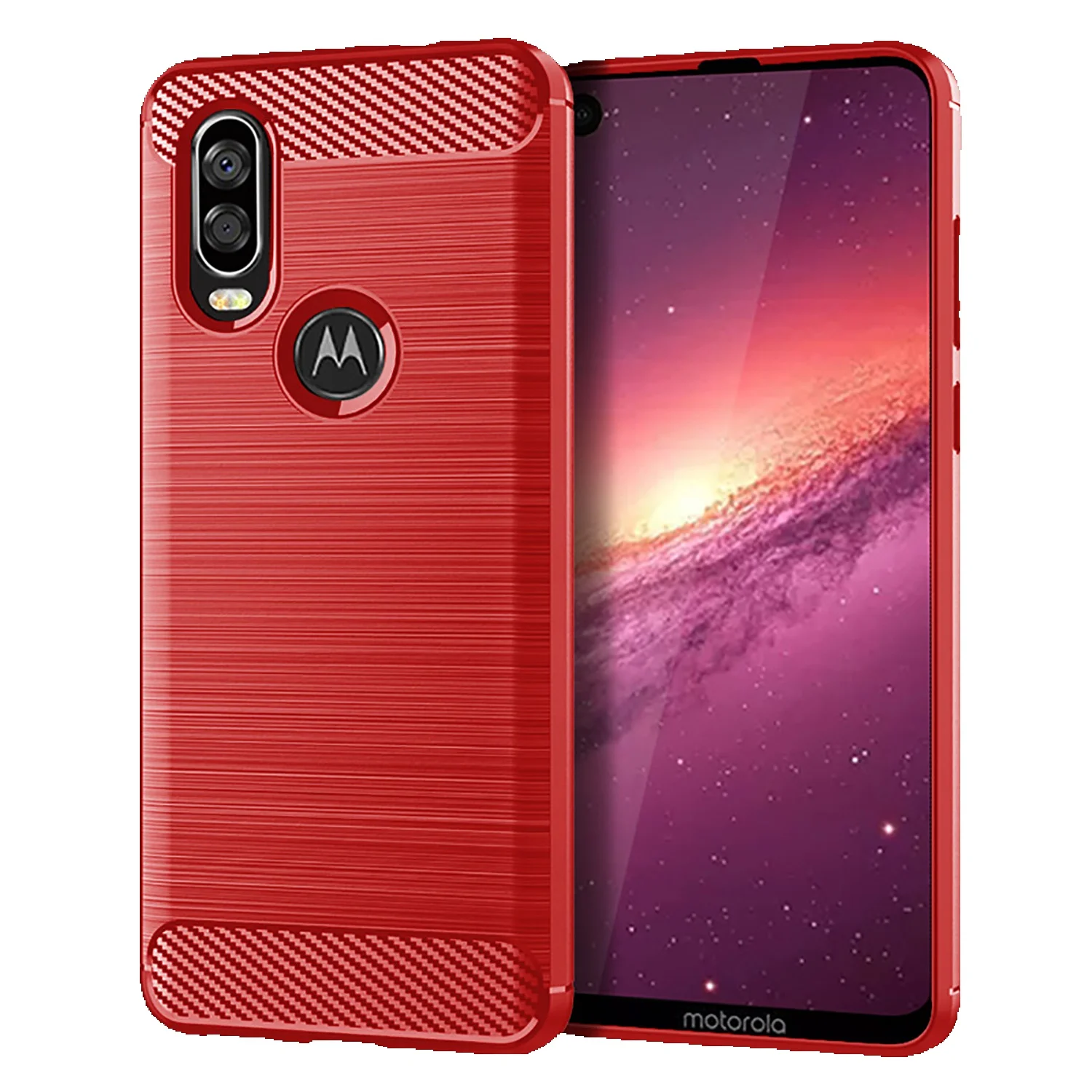 Brushed Case For Motorola One Vision Plus Moto Fusion Carbon Fiber Cover For Moto One Action Fusion+ Shockproof Cases Fundas