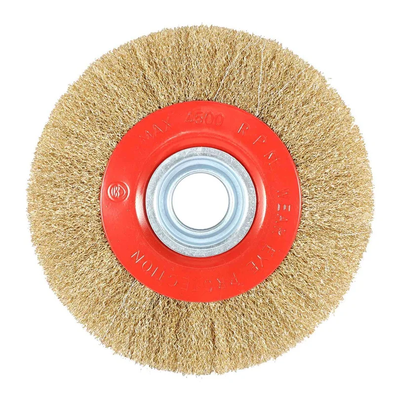 HOT-2Pcs 8 Inch 200Mm Steel Flat Wire Wheel Brush With 10Pcs Adaptor Rings For Bench Grinder Polish