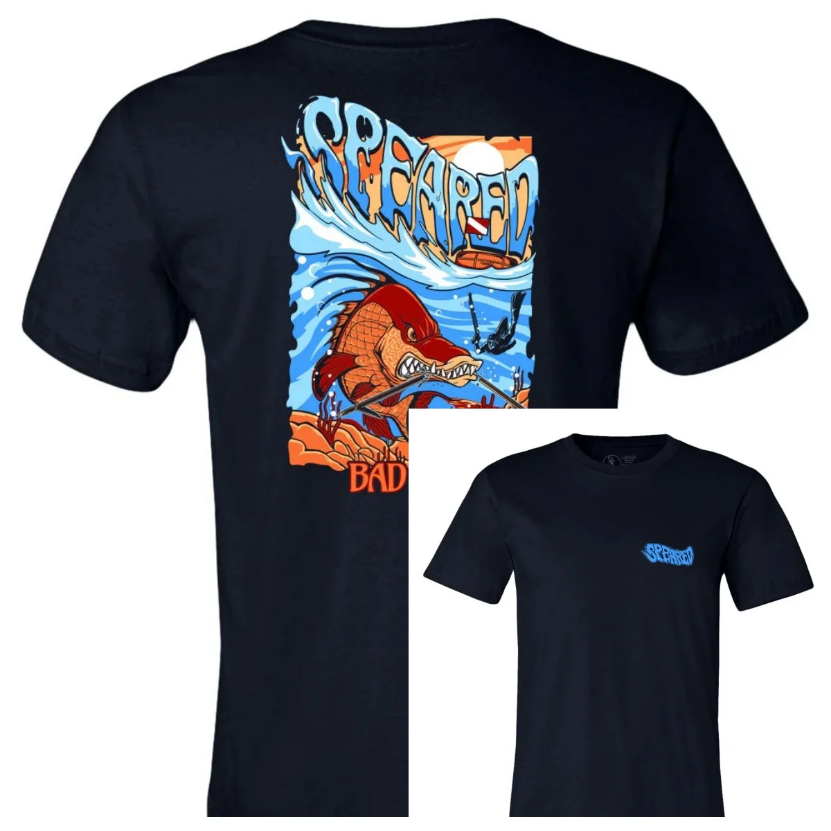camiseta-speared-bad-fish-hogfish_-freediving_-mergulho-subaquatico_-pesca-estilo-luxuoso-de-alta-qualidade-unissex-para-homens-e-mulheres