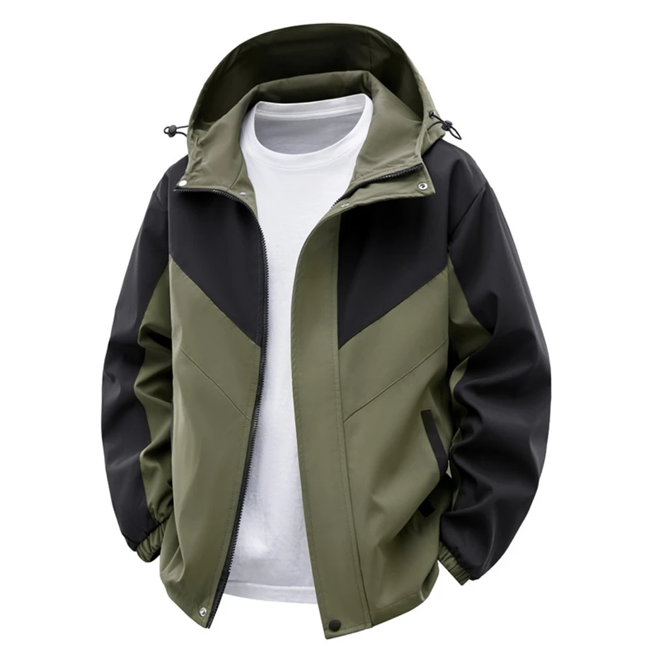 Color Block Patchwork Jacket Men Fashion Casual Windbreaker Jackets Male Camp Jackets Coats Outdoor Outerwear