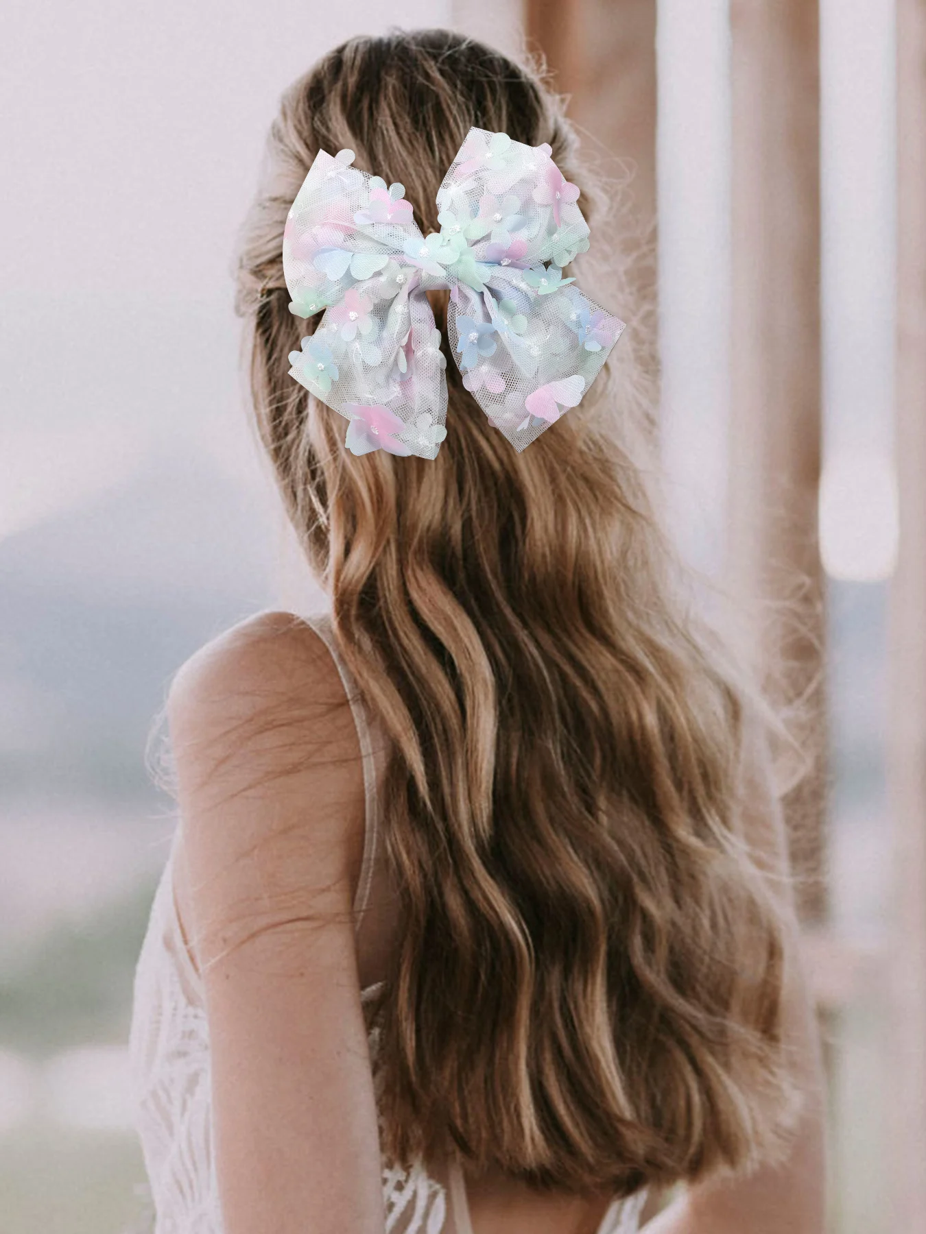 1pc New Mesh Flower Hair Bows With Clips Large Bowknots Hairpins for Women Fashion Ladies Barrettes Girls Sweet Hair Accessories