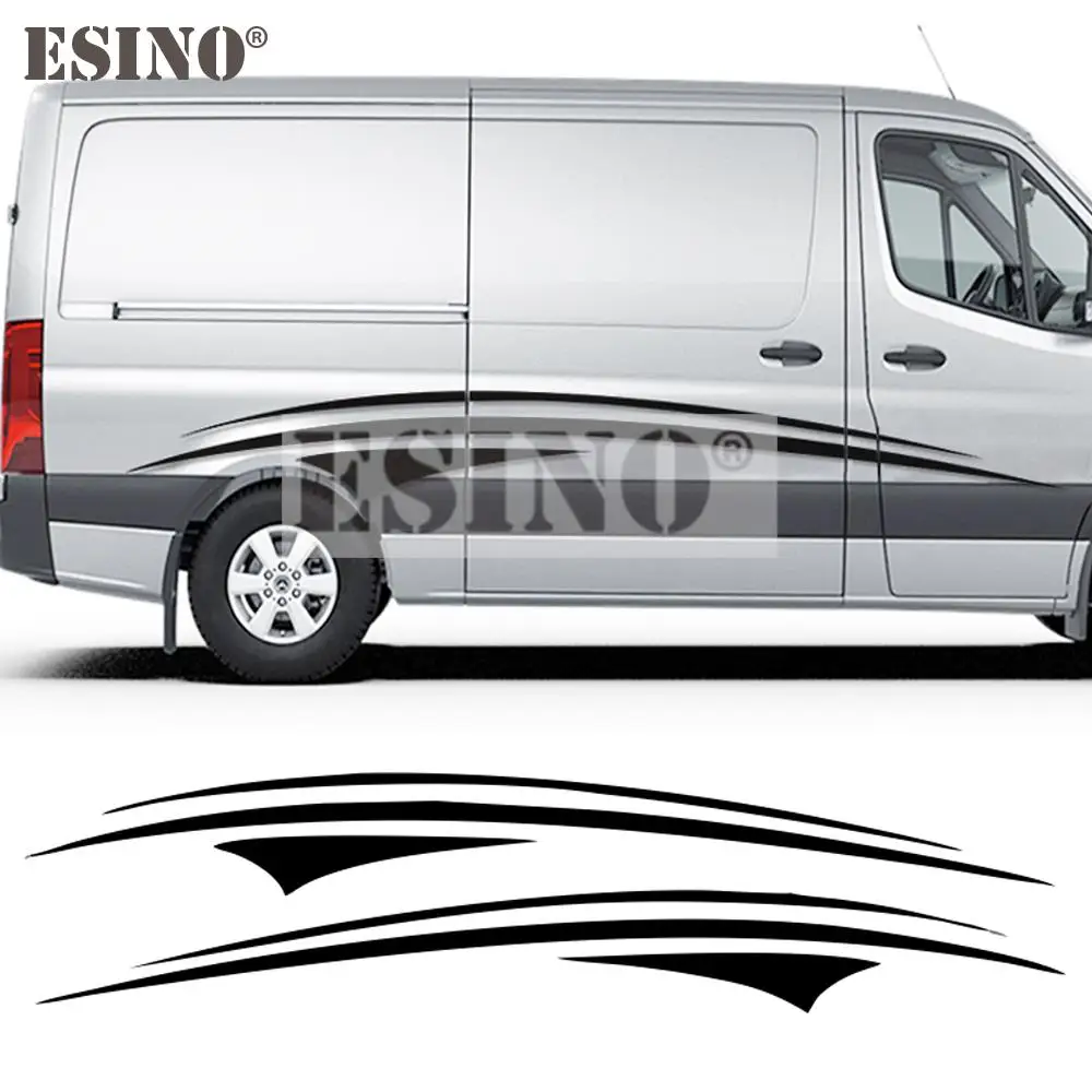 2 x Car Styling Motorhome Car Door Side Graphics Vinyl Decals Auto Body PVC Stickers Camper Van Horsebox Caravan RV Decals