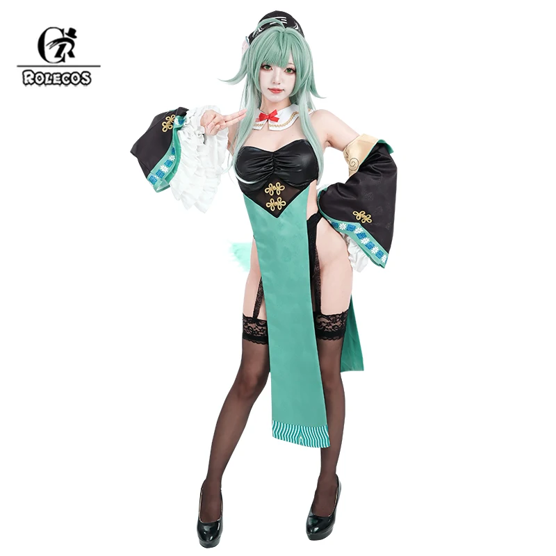 

ROLECOS Game Honkai: Star Rail Huohuo Cosplay Costume Huohuo Little Zombie Sexy Women Dress Halloween Party Fullset Outfit Suit