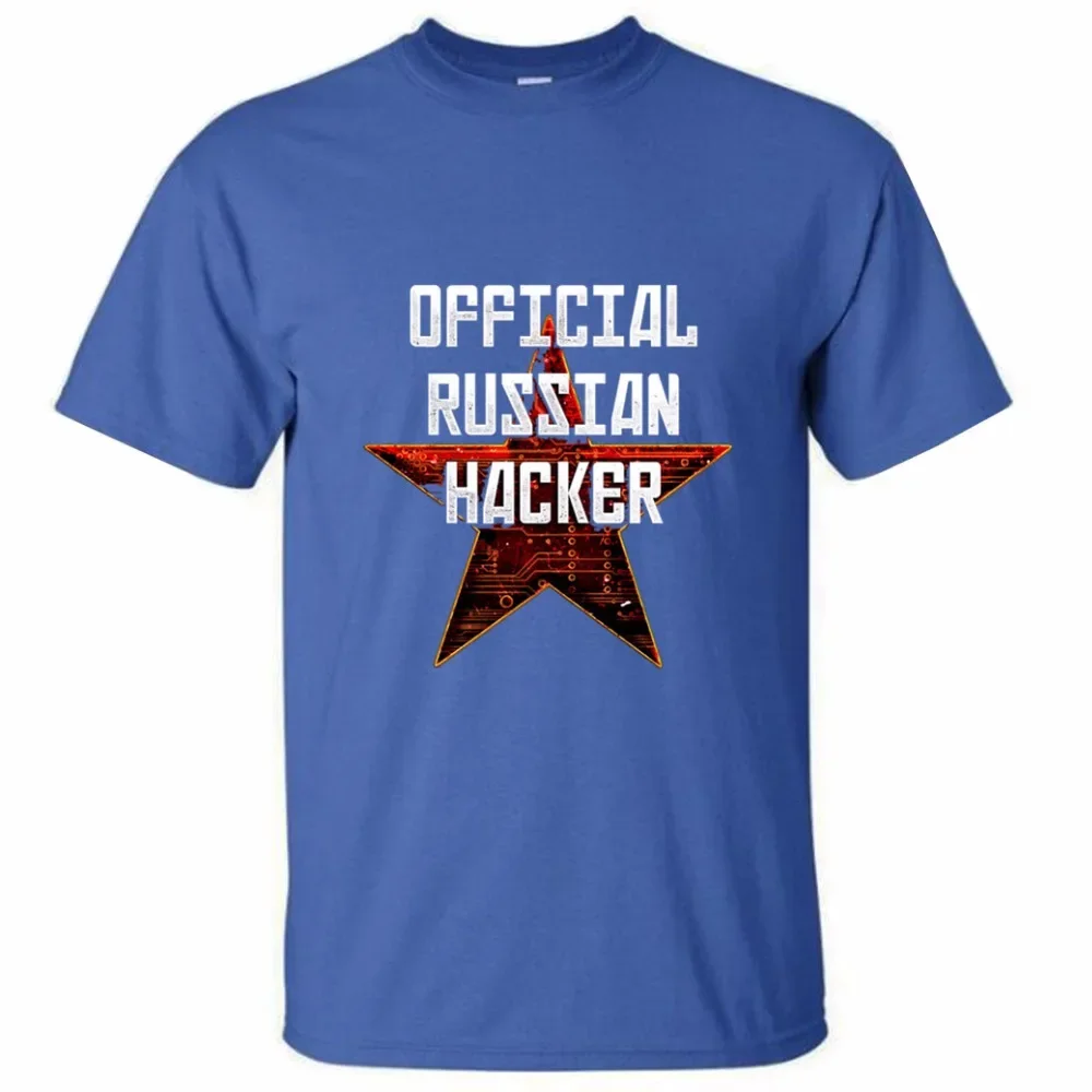 Russian Hacker Fashion Red Pentagram Printed T-Shirt 100% Cotton O-Neck Short Sleeve Summer Casual Mens T-shirt Streetwear