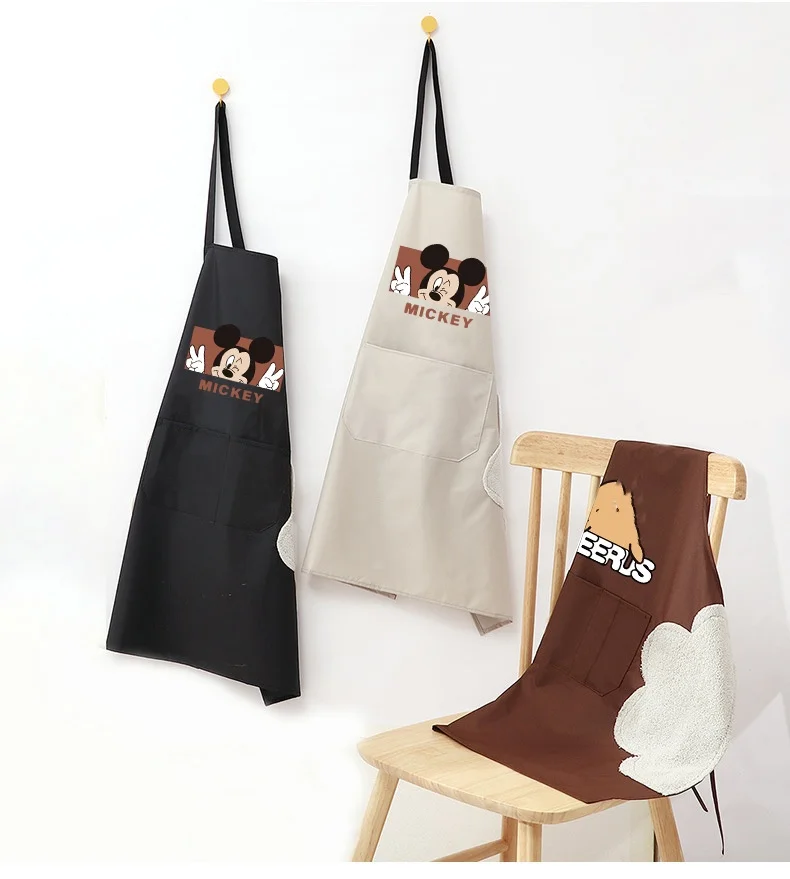 Disney Anime Dining Work Clothes Mickey Cartoon PVC Home Kitchen Waterproof Oil-proof Apron Canvas Premium Apron Kawaii GiftDisn