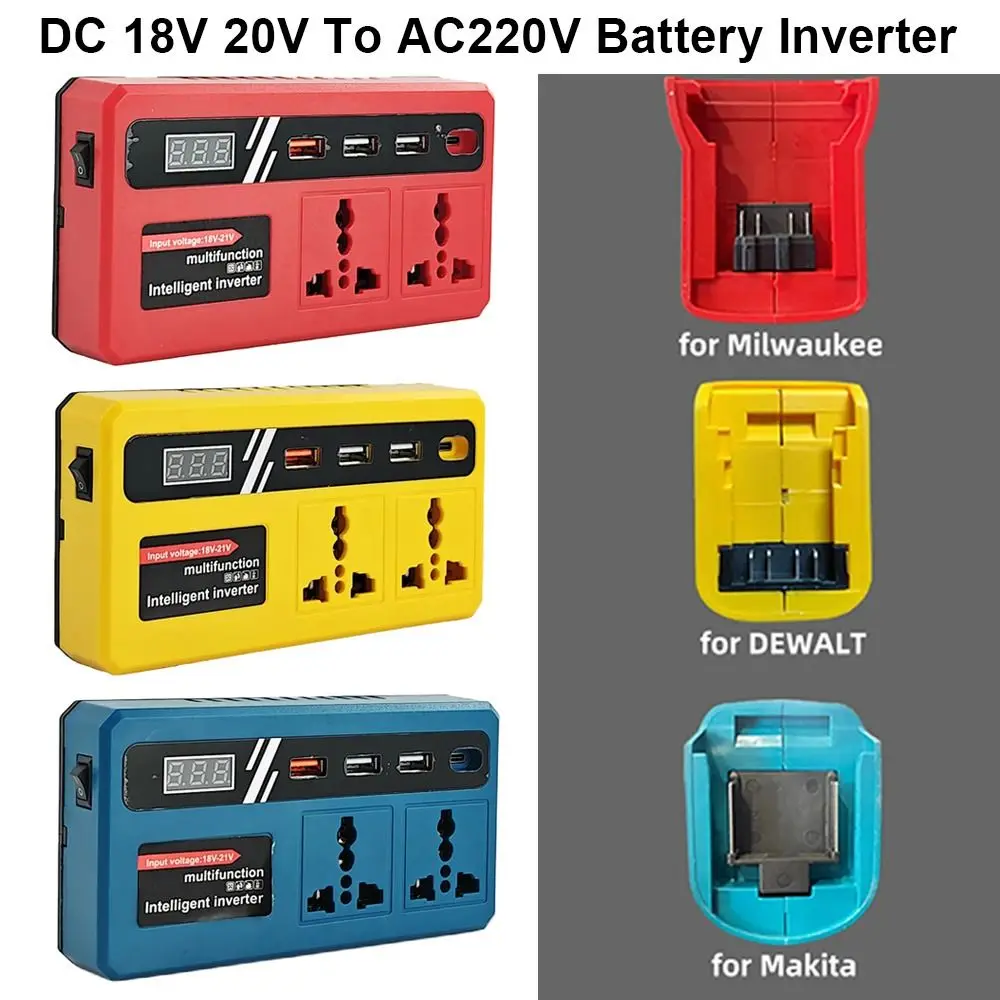 

1Pcs 18v 20v To 220v Battery Inverter with 4 USB LED Socket Multifunctional Smart Transformer 120W Household