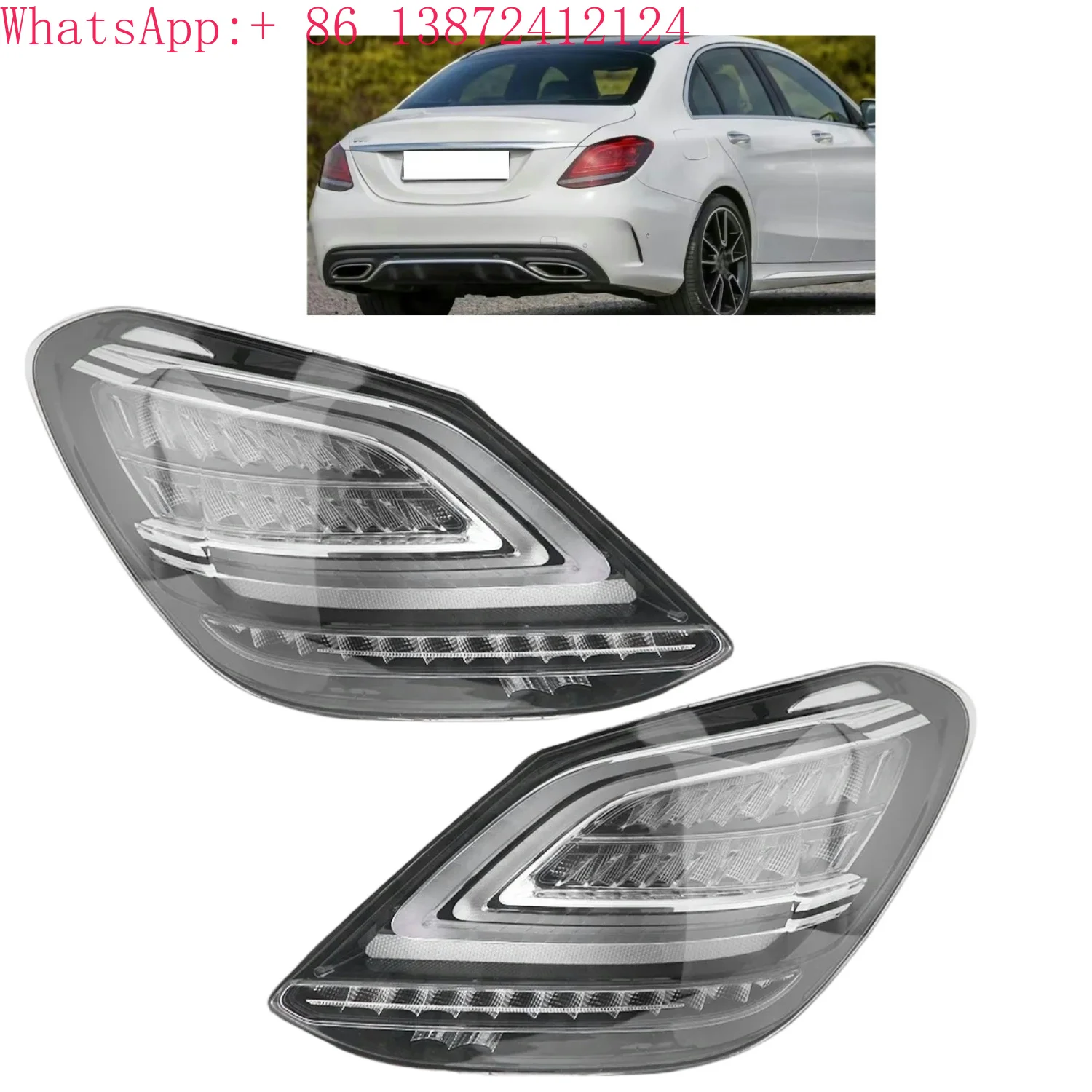 

W205 X205 C Class Rear Lights LED Taillight 2015-2018 Old Upgrade New Model Brake Reverse Automotive Tail Lamp upgrade for