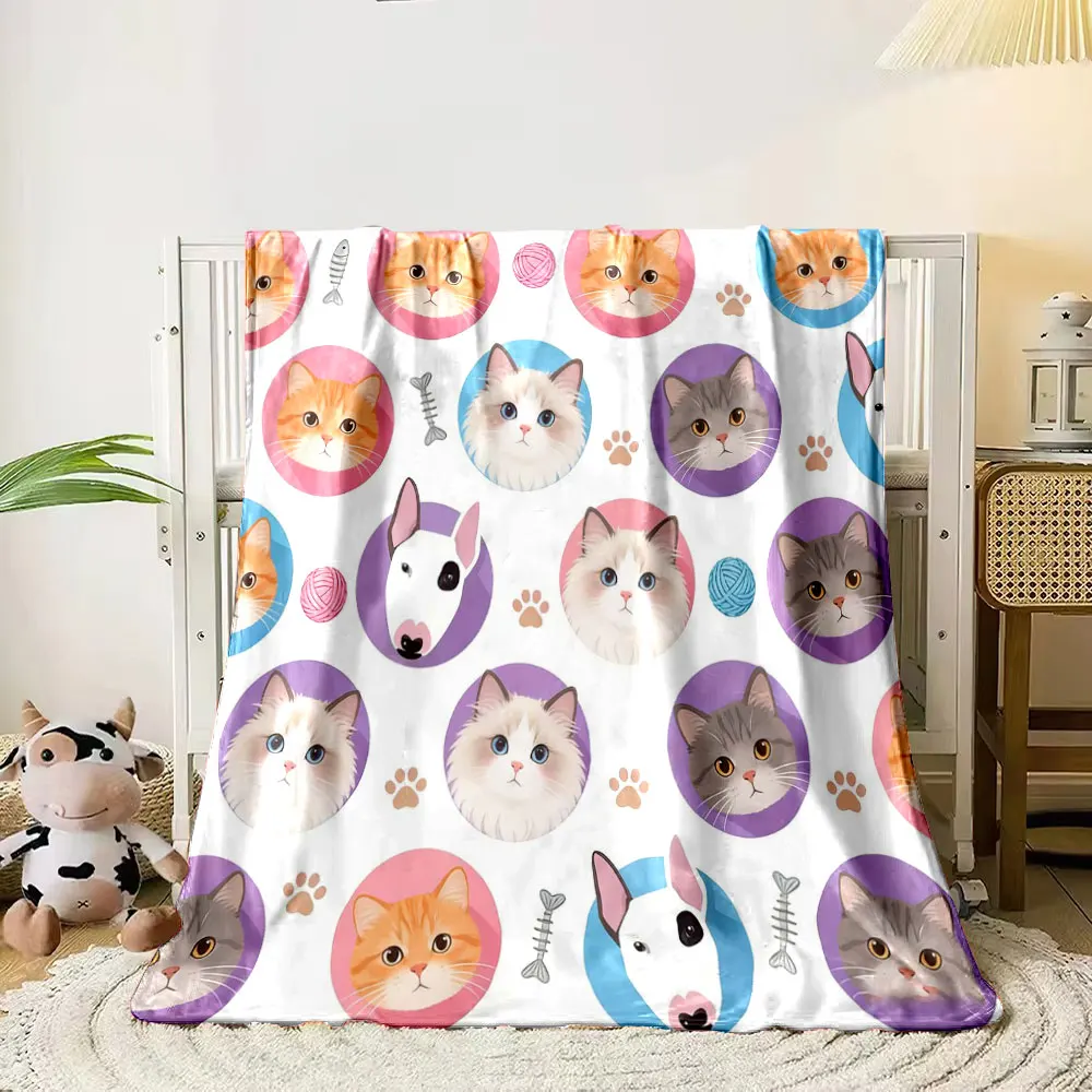 Colorful Animal Collage Patterns Blanket Warm Soft Fluffy Kids and Adults Sofa Bed Throw Blanket Outdoor Travel Camping Gifts
