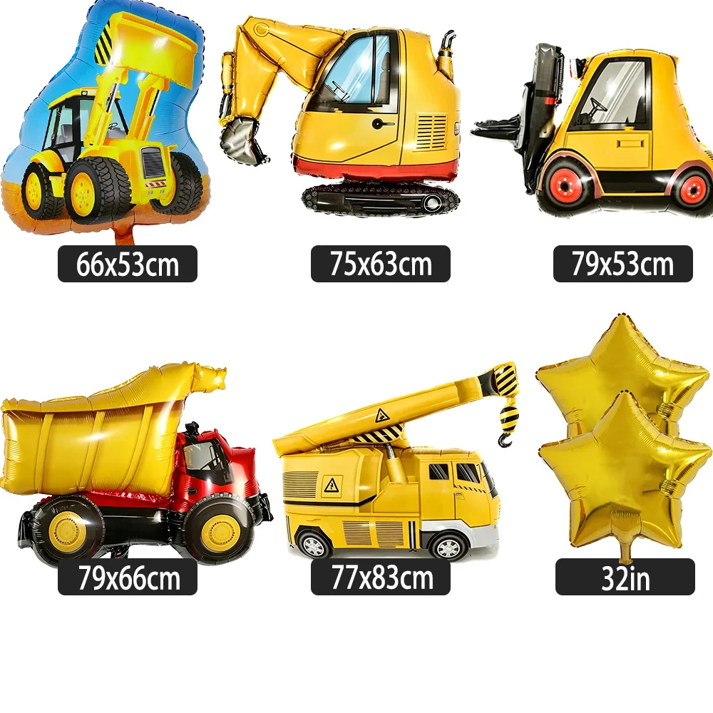 Excavator Crane Tractor Foil Balloon Kit Construction Project Birthday Party Decoration Boy's Birthday Baby Shower Party Supplie - view 2