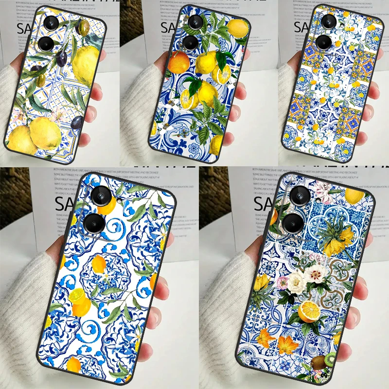 Mediterranean Lemon Case For Realme C67 C55 C53 C51 C35 C33 C31 C30 C25s C21Y GT Neo 5 GT5 9 10 11 12 Pro Plus