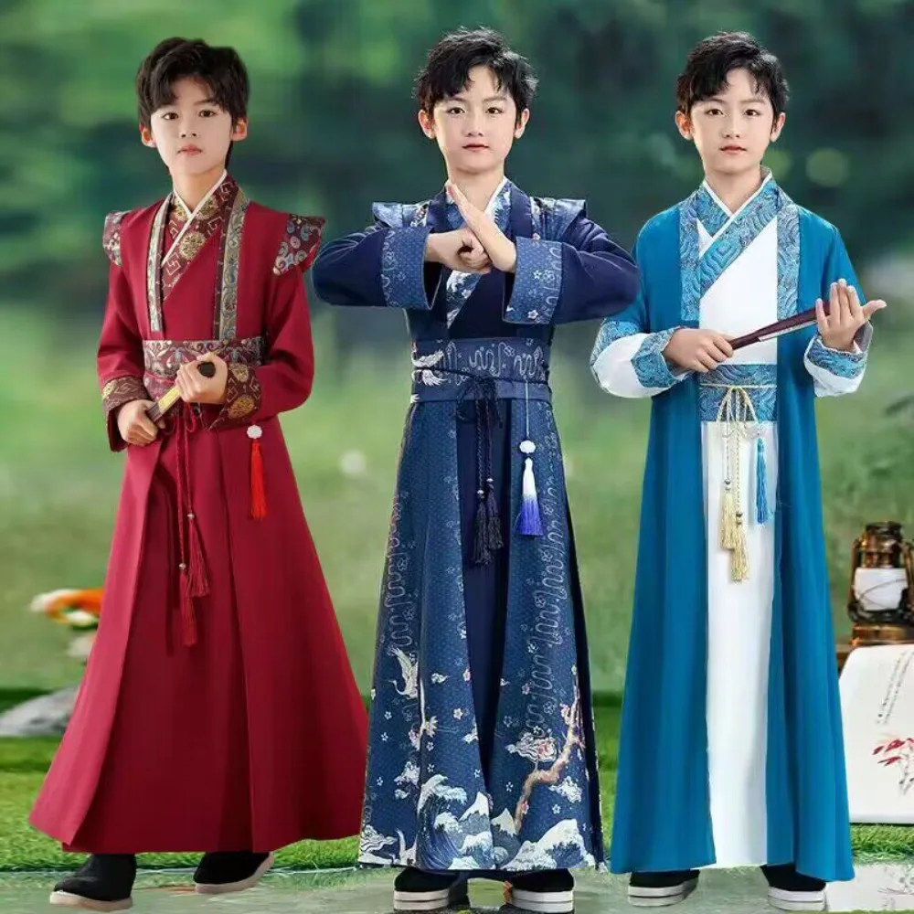 Chinese Hanfu Dress Cosplay Stage Performance Costume Boy Ethnic Style Children Clothing Girl Kids Clothes Party Kung Fu Wushu