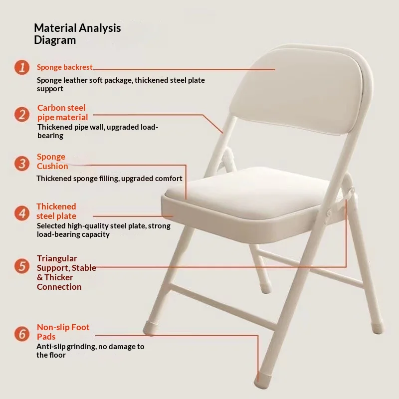 Portable Folding Dining Chair Stool Lightweight Compact Space Saving No Assembly Kitchen Home Office Dorm Conference Furniture image 3