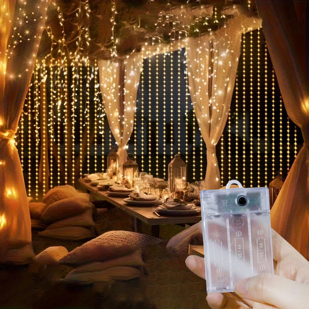3/6M 8 Mode Curtain Garland on The Window Battery Power Wedding Party Fairy Lights Festoon Christmas Room Decor Led Lights