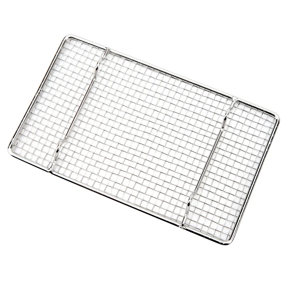 Easy to Clean Stainless Steel Cooling Rack Silver Raised Frame Baking Rack Rounded Corners Mesh Grid Pan Grate Grilling
