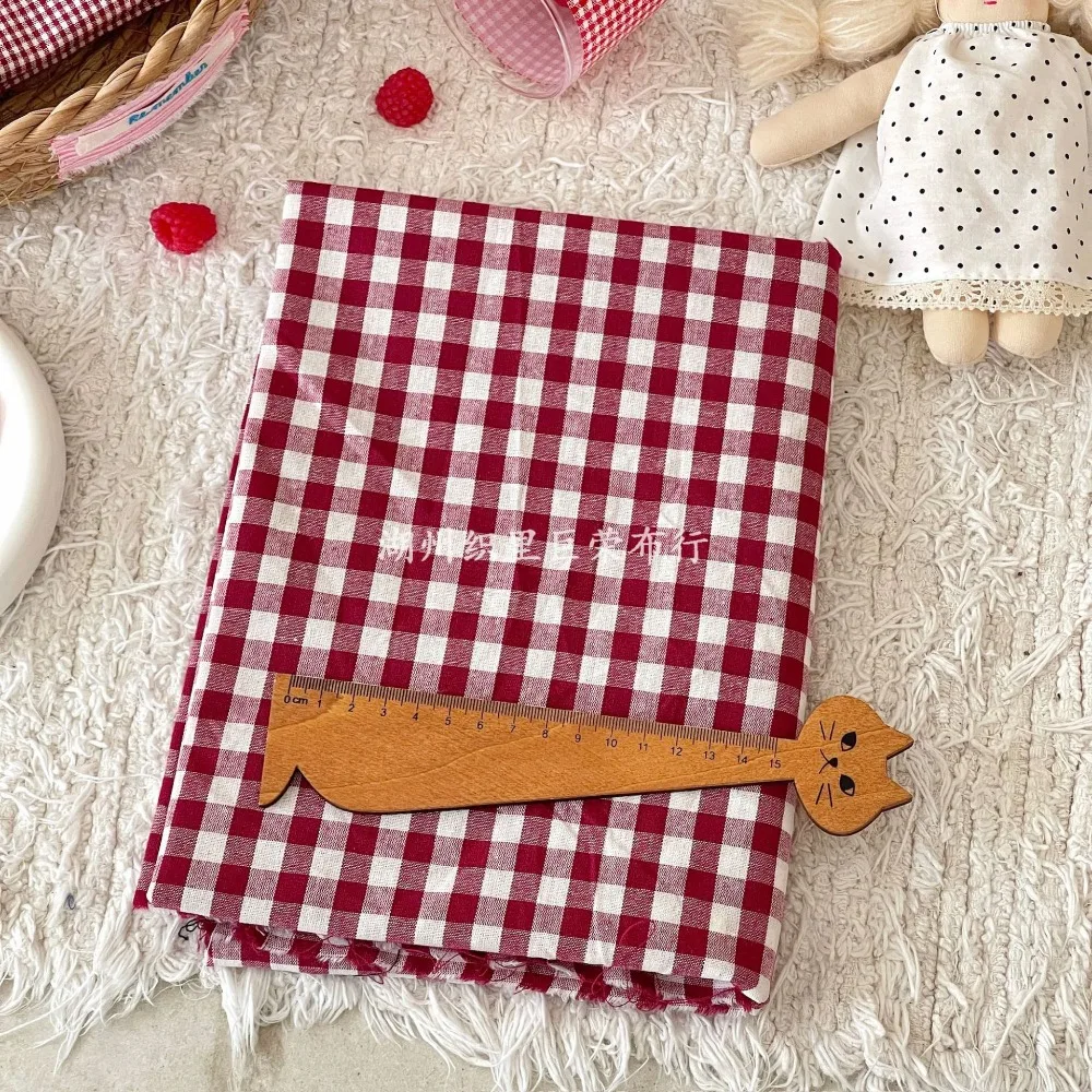 140x50cm Roter Gewaschener Baumwollstoff mit Schöner Karomusterung aus Reiner Baumwolle für Damenhandtaschen und Haaraccessoires Sewi – Detail 5