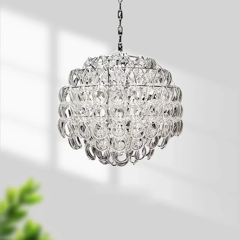

Modern Clear Glass Rings Led Pendant Lights Living Dining Room Chandelier Lighting Fixtures Home Decor Bedroom Suspension Lamp