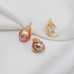 1pcs Color Flower Imitation Alloy Pearl Pendant Diy Handmade Jewelry Earrings Necklace Keychain Pendant Material Charms
