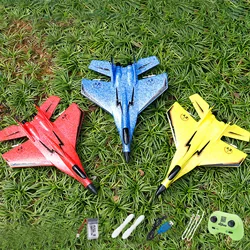 RC Glider Jet Fighter 2 Channels with Night Light Model Anti Falling Fixed Wing Aircraft for Beginners Easy to Fly Outdoor Toys