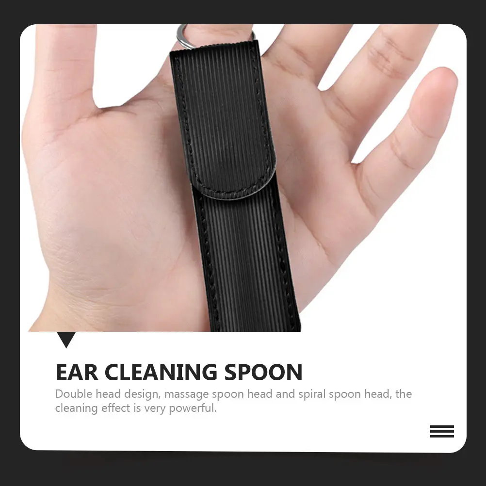 2Sets Earwax Removal Supplies Stainless Steel Double Head Ear Cleaning Spoon Massage Spiral Head Ear Pick Portable Practical