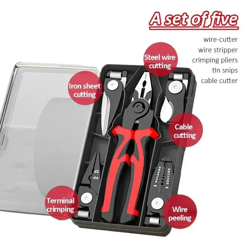 Multifunctional replaceable pliers one-to-five multifunctional  five-in-one electrician household combination multi-purpose