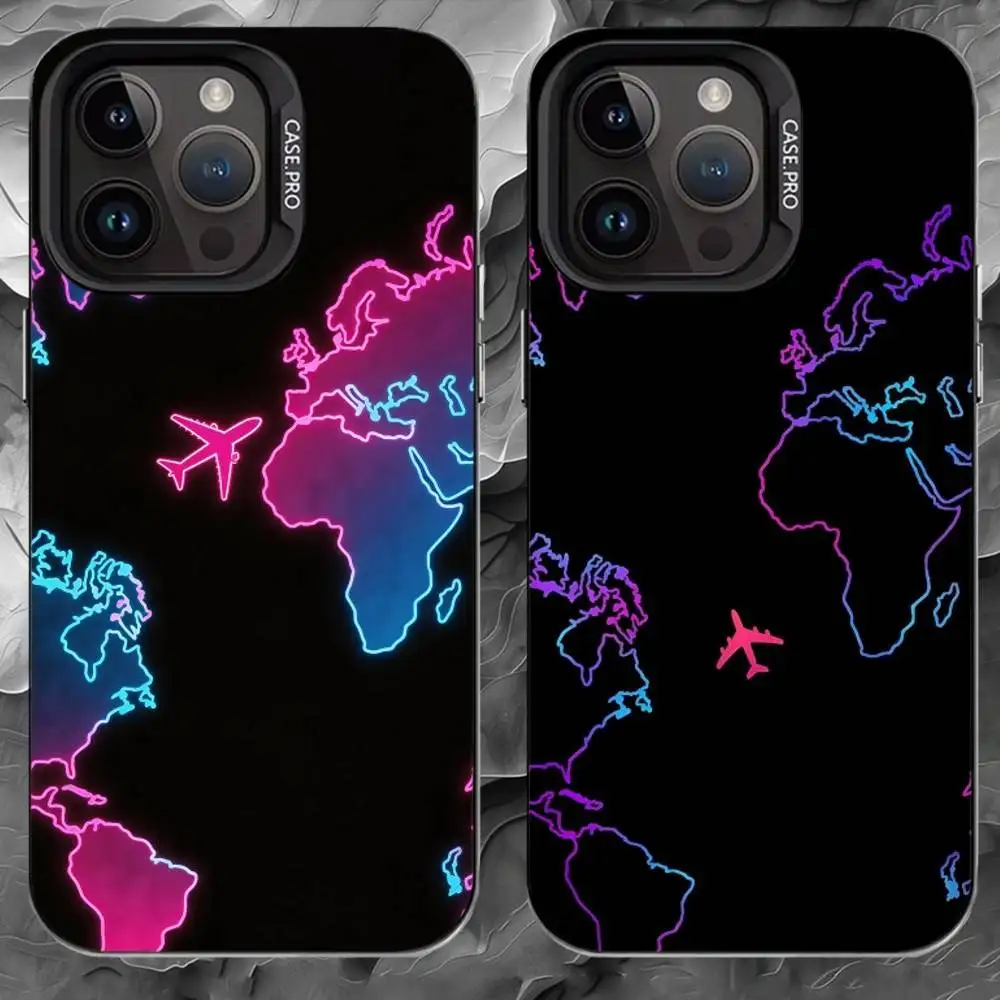 

N-Neon sketch plane Phone Case For iPhone 17 16 15 14 13 12 11 Pro Max Plus Silver Matte Black Cover