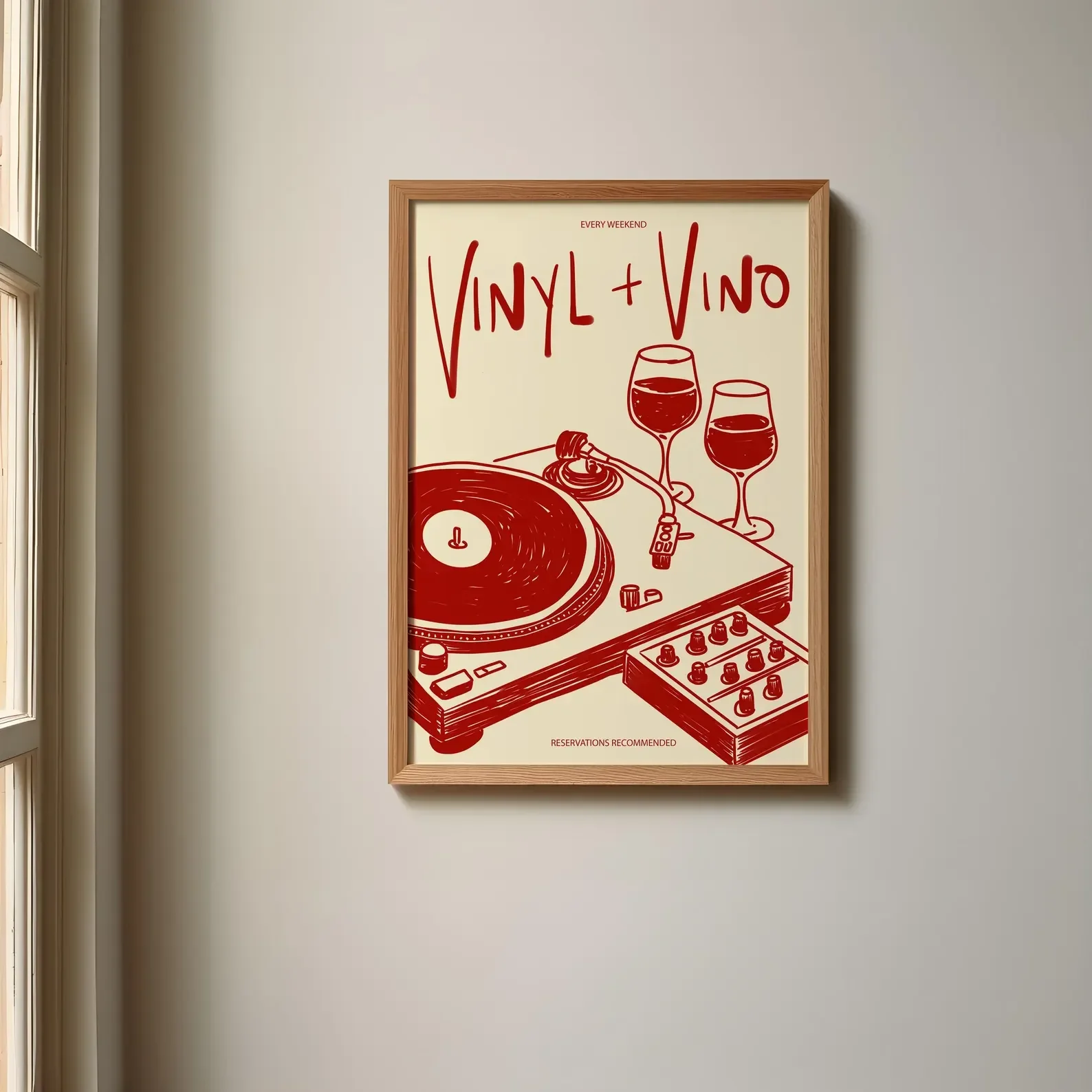 DIY Diamond Vinyl & Vino Print,Music Poster, Diamond Wall Print, Modern Art Illustration, Home Decoration Artwork for Bedroom,