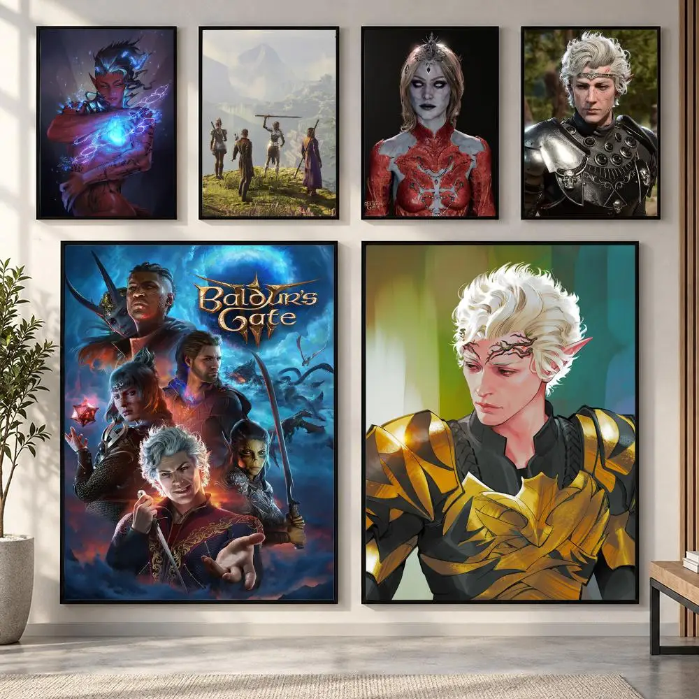 Game B-Baldurs Gate 3 Poster HD art sticky wall waterproof home living room bedroom bar aesthetic decoration