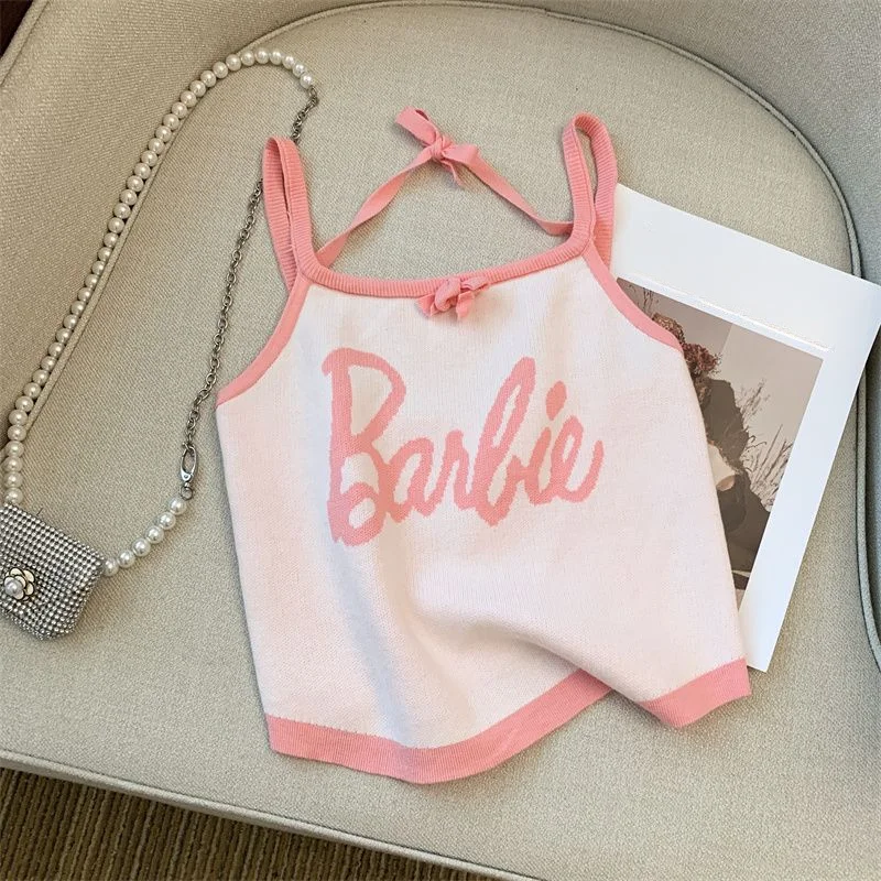 Kawaii Barbie Women Tanks Tops Cartoon Sexy Girls Fashion Hip-hop Camisole Summer Y2k Casual Street Fashion Inner Strap Top Gift