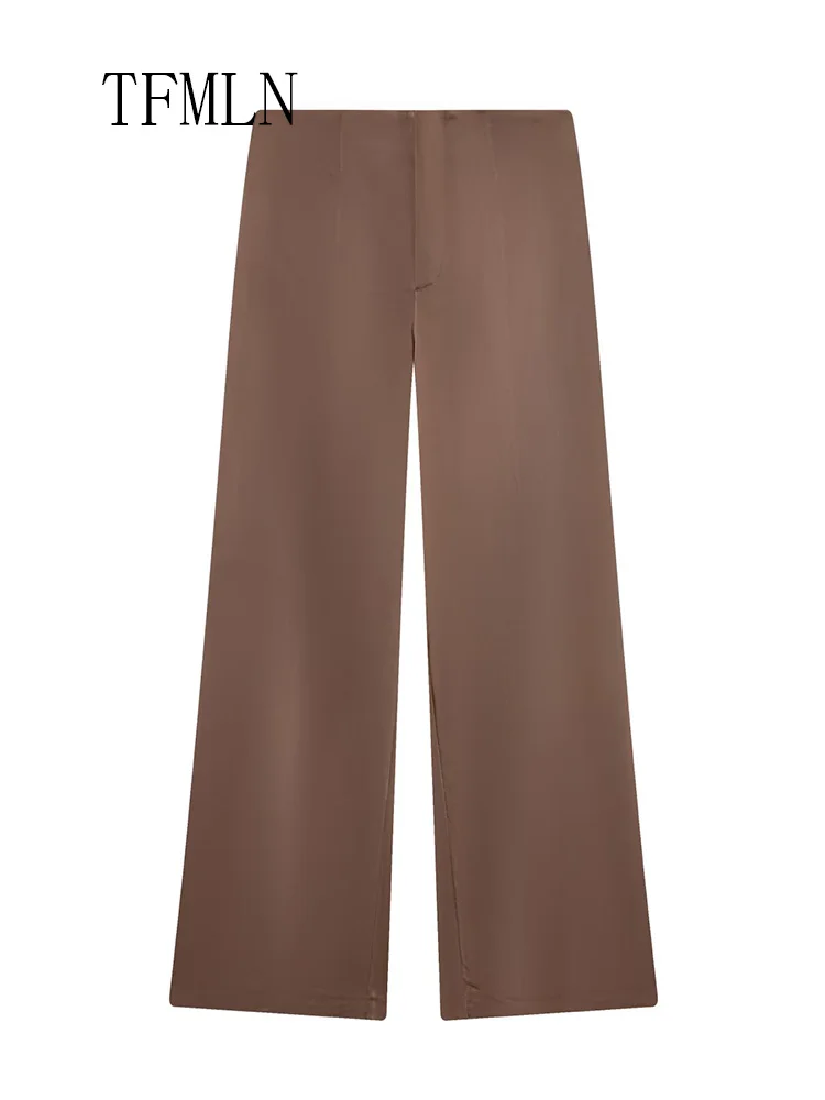 TFMLN 2026 ربيع المرأة عارية الذراعين السترة بانت الدعاوى موضة محززة زر واحد معاطف عادية مستقيم طويل بانت مكتب وتتسابق #6