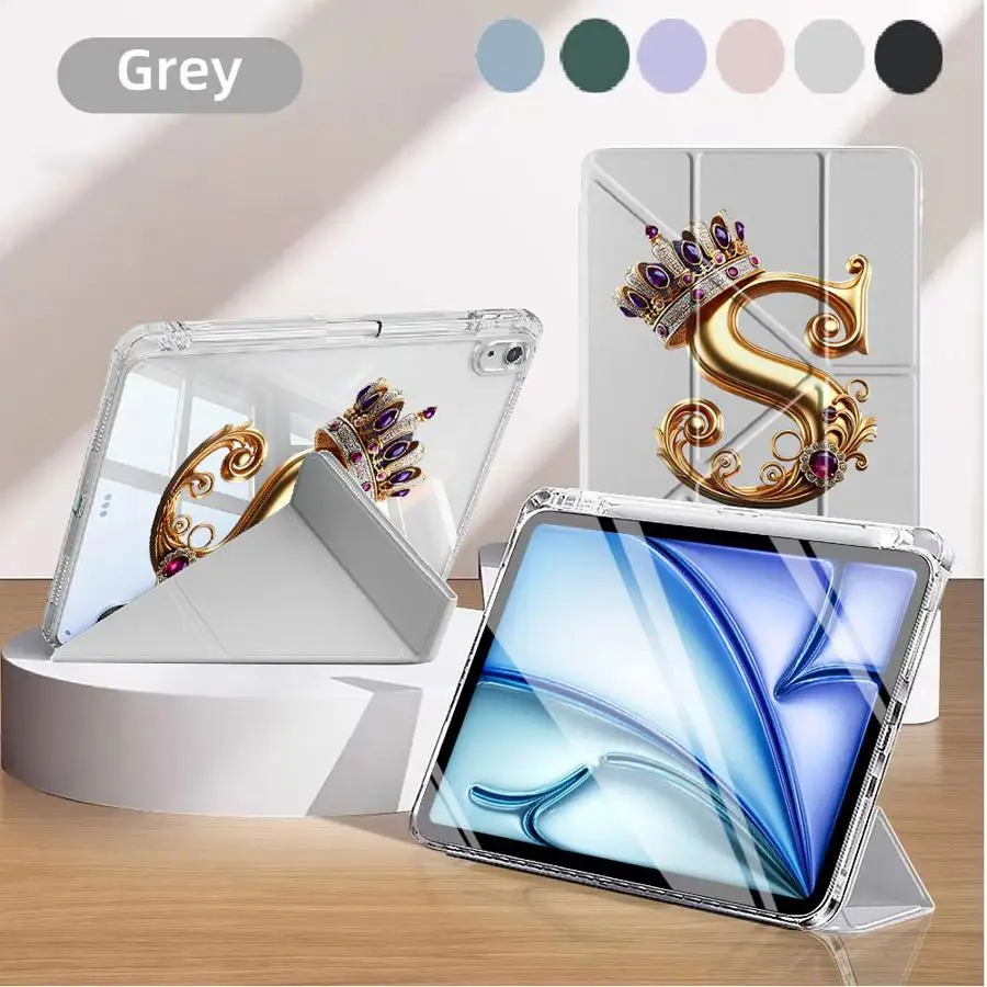 

Креативный чехол-подставка Creative Crown Letter S для планшетов iPad Air 4, 5, M3, M2, M4, 11 дюймов (11-го, 10-го, 9-го, 8-го, 7-го поколений), 12.9 дюймов, Mini 6, 7, Pro