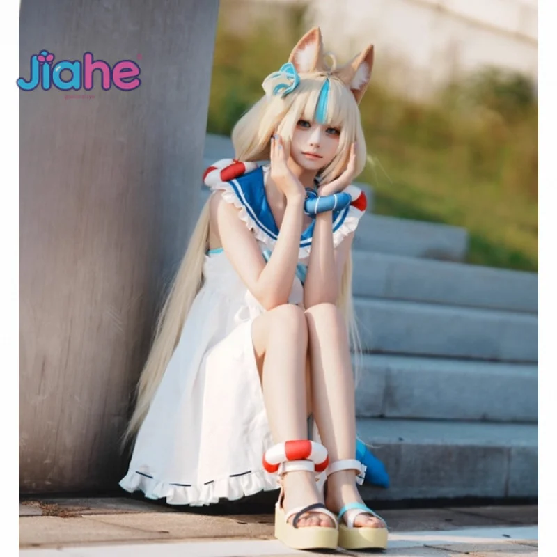 Sameko Saba تأثيري أنيمي Vtuber زي جورا بحار هالوين كرنفال الحلو فتاة JK بحار موحدة الصيف ملابس السباحة الشاطئ