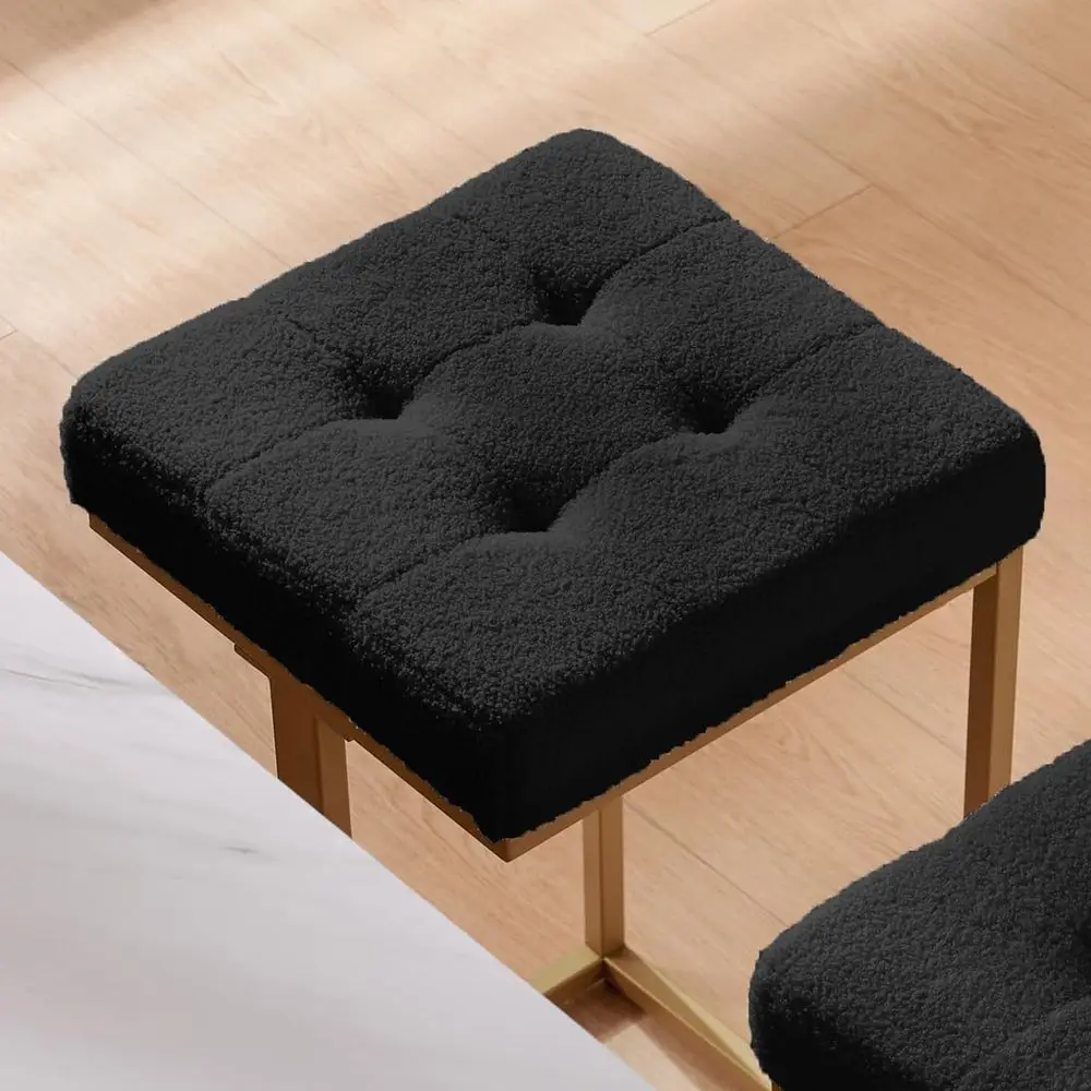 เก้าอี้บาร์สีดำหุ้มผ้าบุนวมสูง 26 นิ้ว จำนวน 2 ตัว สำหรับเคาน์เตอร์ครัว