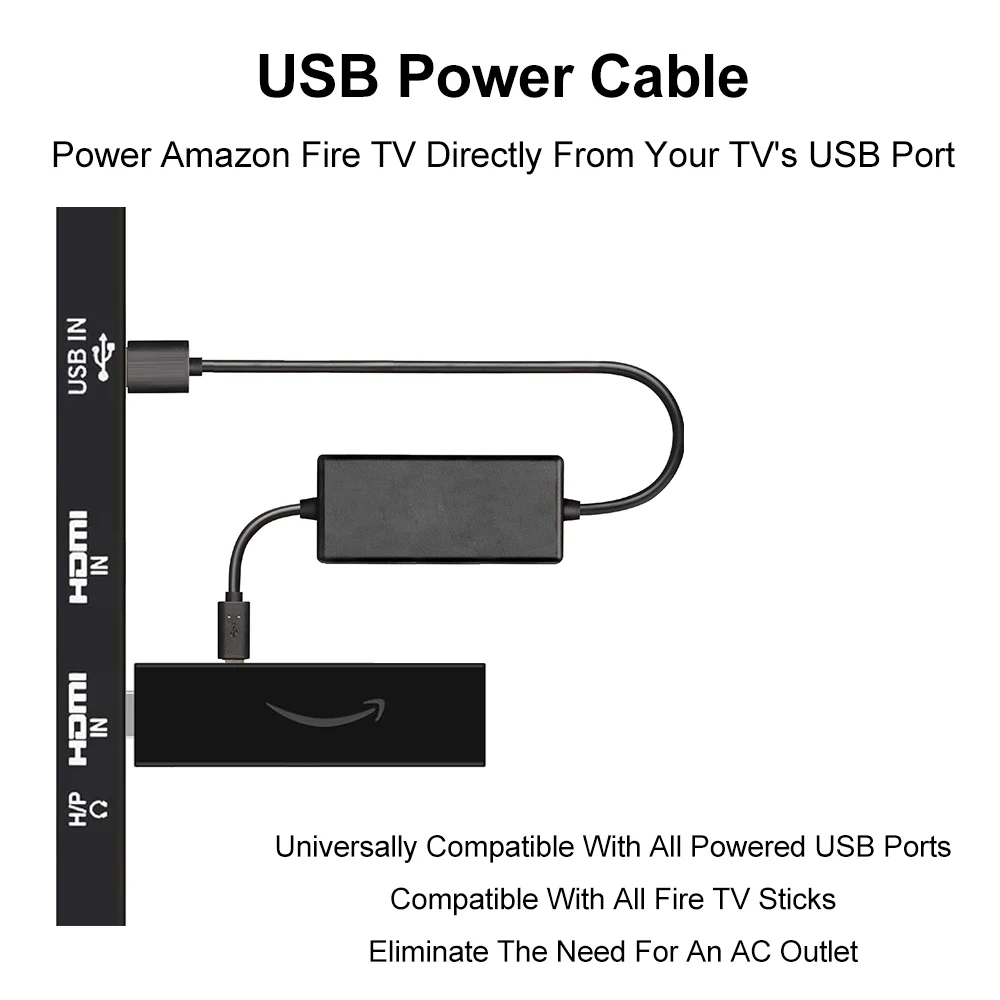 Built in 2000mAh Battery Stabilized Supply USB Power Cable for Amazon Fire TV Sticks