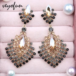 Veyofun Vintage Big Rhinestone Drop Earrings Luxury Party Lady Dangle Earrings Fashion Jewelry Gift 2022 New