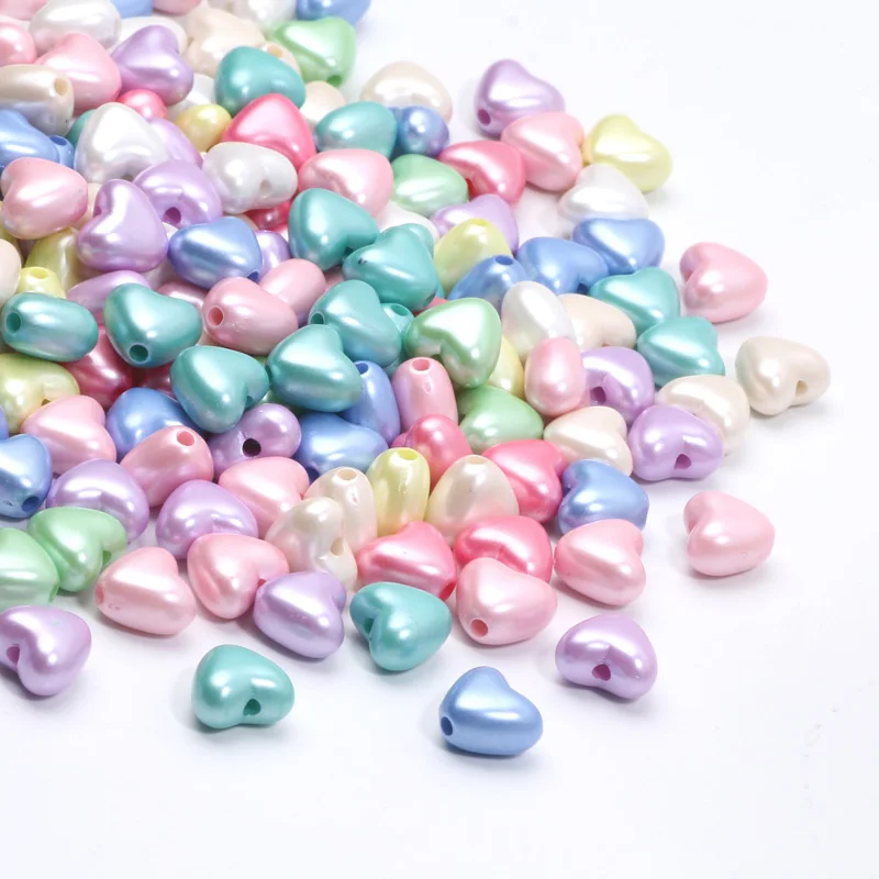 10x11MM Candy Colored Pearl Shaped Heart-shaped Bead Acrylic Material Loose Beads For Jewelry Making Handmade DIY Bracelets Gift