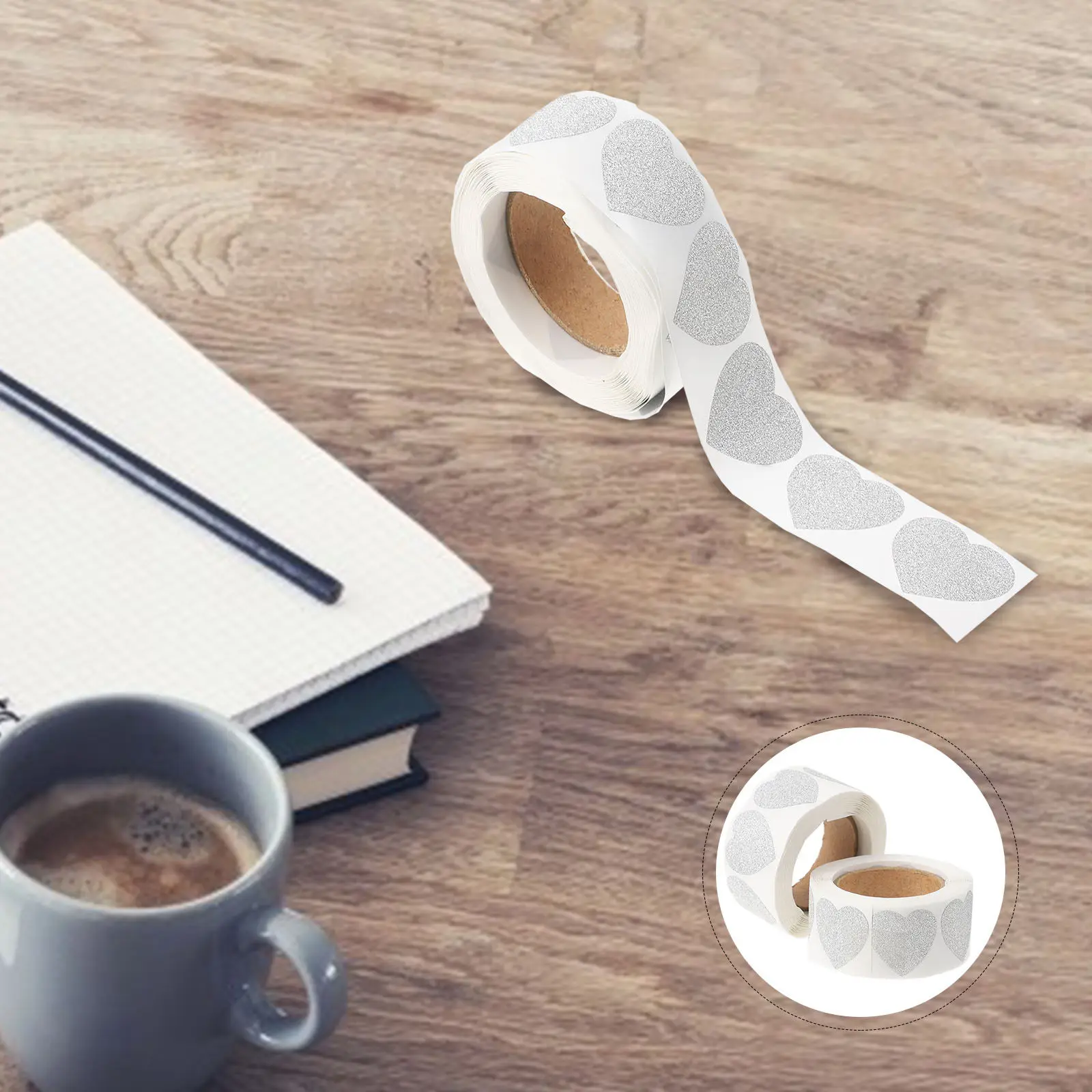 

2 рулона самоклеящихся этикеток в форме сердца для подарочной упаковки, запечатывания пакетов, конвертов, для рукоделия и декоративного использования