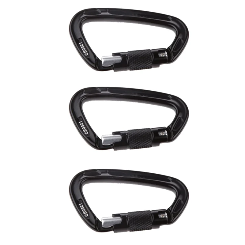 

AD-3Pcs 24KN Aluminum Spring Hooks D-Ring Rock Climbing Mountaineering Downhill Tree Guard Multifunctional Spring