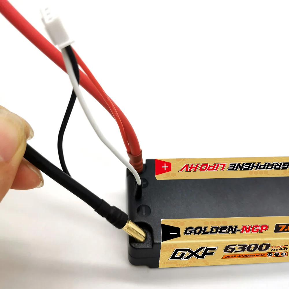 DXF 2S 6300mAh Shorty Lipo Akku 7,6V 140C mit 5mm T-Stecker Hardcase für 1/10 Buggy Truggy Offroad Boot Auto Truck RACING Helikopter