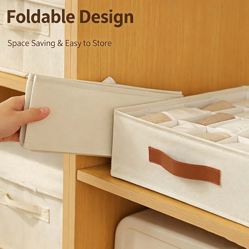 1Pc Foldable Drawer Organizer Stackable Fabric Storage Bin Socks Bras Underwear Accessories Closet Organizers Storage view 3