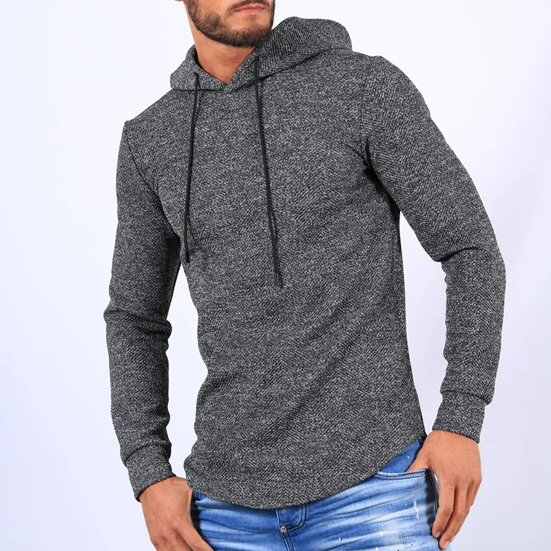 

DUYIT Dark Gray Casual Hooded Top Men's Autumn/Winter New Simple All-Match Slim-Fit Long-Sleeved Pullover Sweater