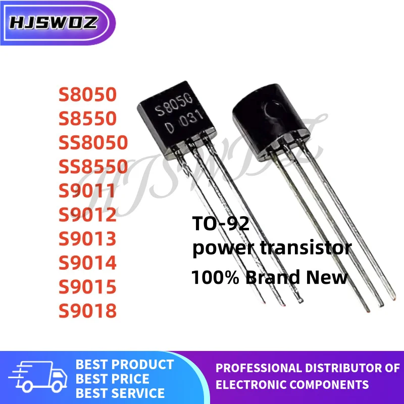 100pcs S8050 S8550 SS8050 SS8550 S9011 S9012 S9013 S9014 S9015 S9018 TO-92 Triode Transistor 100% NEW