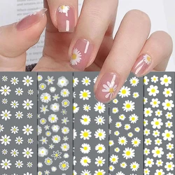 3d Nail Art Adhesive Sliders Stickers Daisy Florals White Petals Flowers Decals Decoration For Nails Manicure Accessories