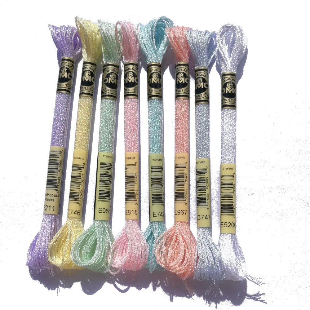 1pcs Pearlescent  metallic thread E211 E746 E966 E818 E747 E967 E3747 cross stitch DMC floss embroidery DIY needlework craft