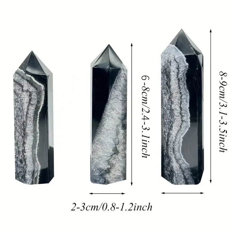1pc Natural Black Agate Crystal Tower,Natural Stone for DIY, Home Decor Unique Gifts - view 3