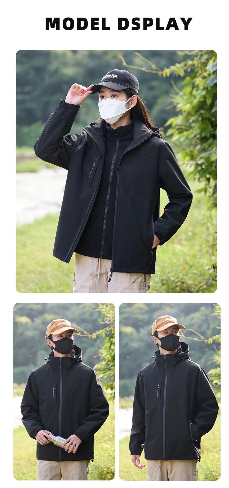 LNGXO 3-in-1-Winterjacke, Unisex, wasserdicht, winddicht, warm, Windjacke, austauschbare Fleecejacke, Wandern, Klettern, Camping – Detail 20