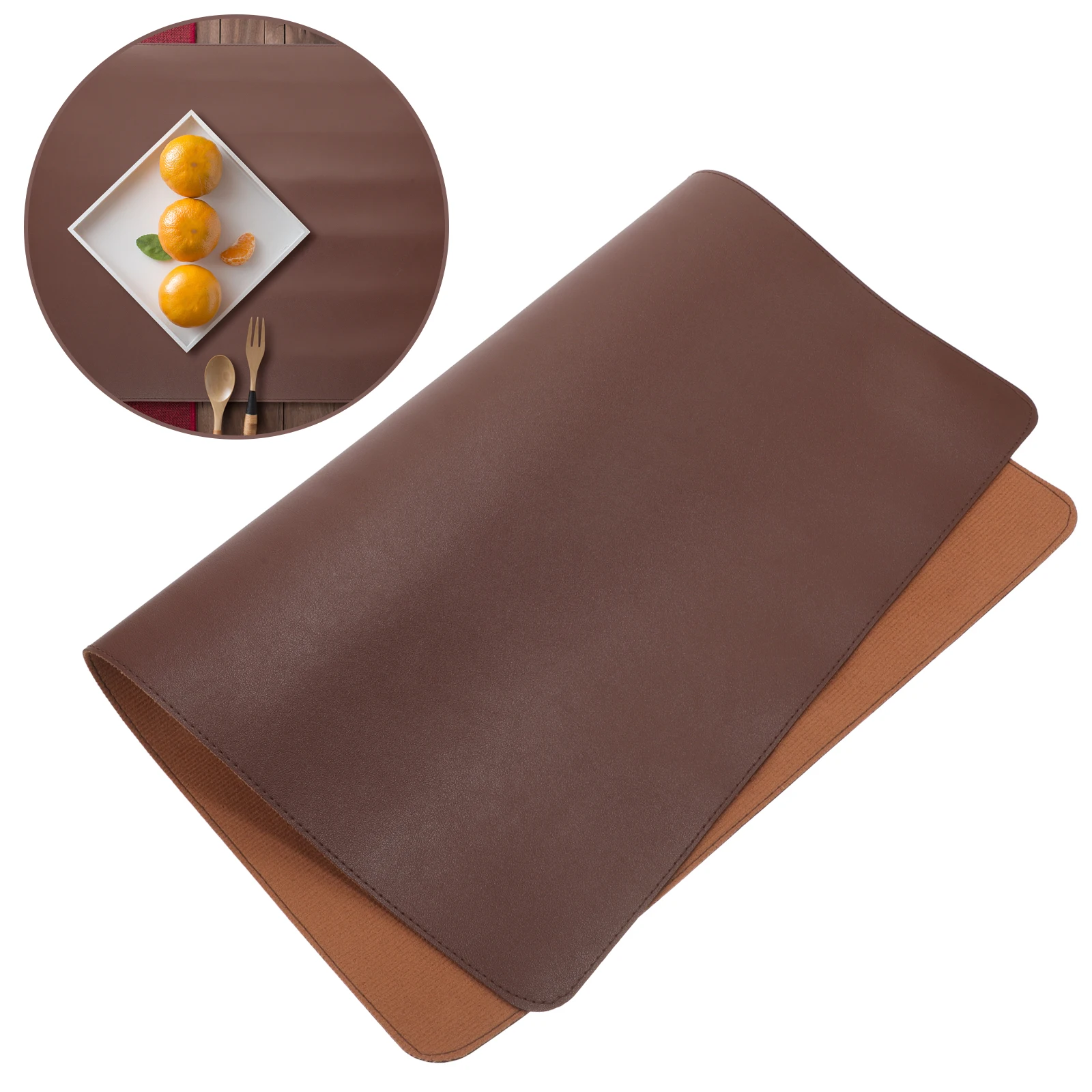 

Rectangular Placemat Waterproof Oil-Proof Pu Table Mat Simple Style Decorative Dining Table Accessories Heat Insulation