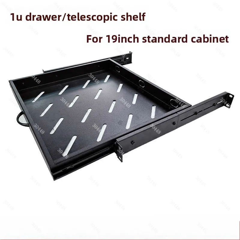 19-Inch Server Rack Sliding Shelf Telescopic Tray 1U Keyboard and Mouse Drawer with Extendable Divider